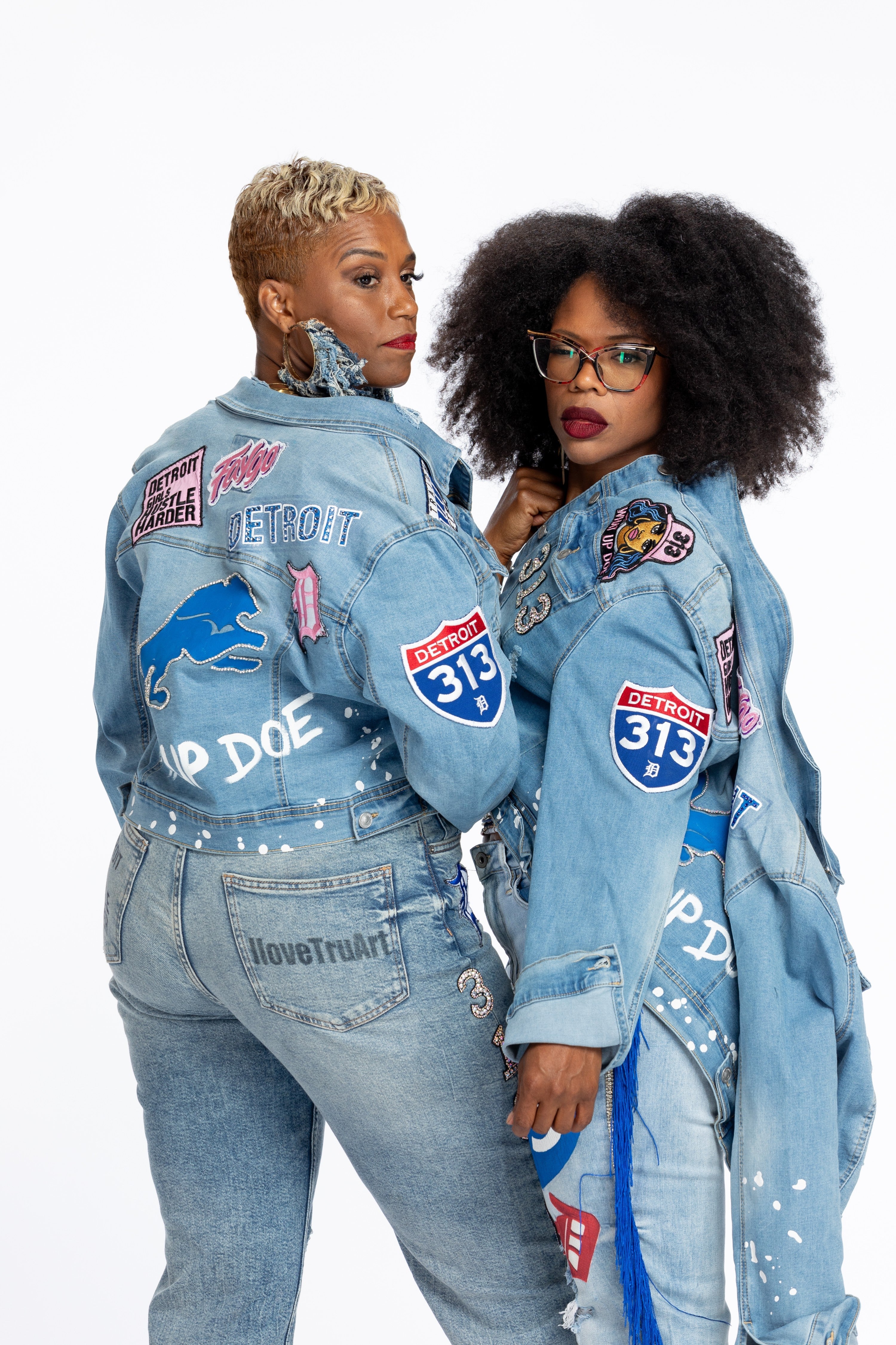 Detroit Girl Denim Jackets- Luxury Hand-Painted Streetwear by iloveTruArt